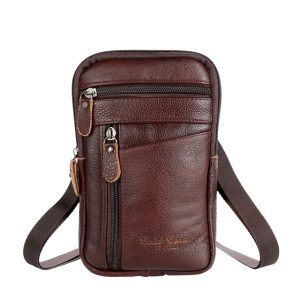 Petite sacoche bandoulière en cuir marron pour homme
